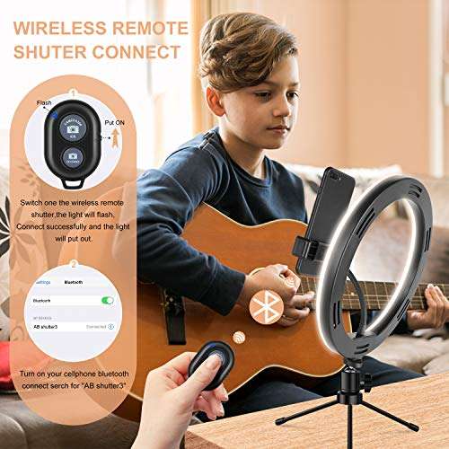 Selfie Ring Light LED Phone with Tripod Stand, 10.2 Dimmable LED Makeup Beauty Ringlight for YouTube Video/Photography/Tiktok (18 Small) 3