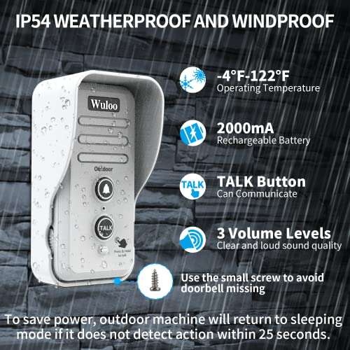 Wuloo Wireless Intercom Doorbell Chime for Home Intercomunicador (1&1-White) 5