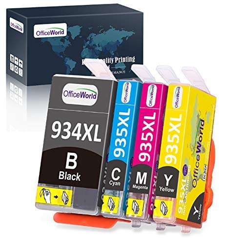 OfficeWorld Compatible Ink Cartridge Replacement for HP 934 935 High Yield,Work with Officejet 6230 6830 6815 6812 6835 6820 Printers, 4 Pack (1 Black 1 Cyan 1 Magenta 1 Yellow) (934) (934) (934) 2