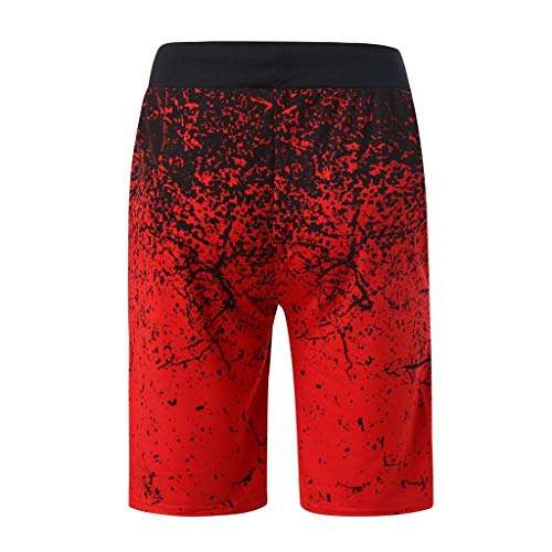 Men Shorts Athletic Casual Elastic Waist Sport Joggers Fitness Gradient Drawstring Relaxed Fit Short Pants (XL, Red) 6