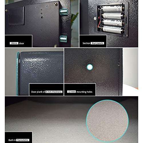 lqgpsx Electronic Security Safe Box, Indoor All Steel Safety Electronic Large Capacity Home Office Money Documents Gun Cash Deposit Hotel, Black 5