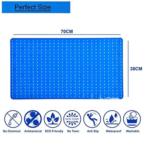 GNASTAS Bath Mat for Bathroom, Non-Slip PVC Rubber Bath Mat with Suction Cup for Bathtub and Shower Bathroom, Kitchen (Blue) 5