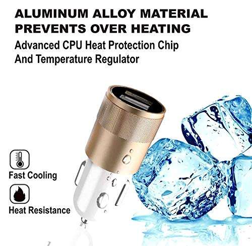 GoSale 3.1 Amp Dual USB Port Car Charger for Tata Tigor Facelift Car Charger | High Speed Rapid Fast Turbo Metal Android & Tablets Car Mobile Charger with Micro USB Charging Cable (DC, Multi) 4