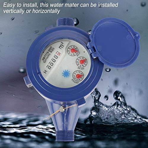 Viccilley Water Meter - DN15 Garden Home Plastic Cold Water Meter Single Water Flow Wet Table Measuring Tool 4