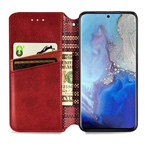 Cell Phone Case for Samsung Galaxy, Premium PU Leather Wallet Case Slim Magnetic Stand Flip Protective Cover with ID & Credit Card Slot Holder for Samsung Galaxy S20 Ultra 6.9-inch (Red) 3