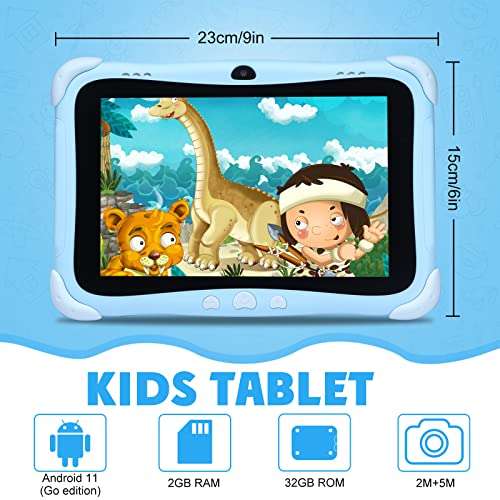 JUNLONG 8 inch Kids Tablet, Quad Core Android 11, 2GB+32GB, WiFi, Bluetooth, Dual Camera, Educationl, Games,Parental Control, Kids Software Pre-Installed (Pink) (Blue) (Pink) 3