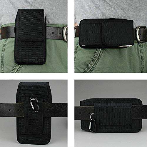 Universal Nylon Large Cell Phone Case Belt Holster Holder Pouch for Samsung Galaxy A10S A11 A30S A31 A51 S21+ S20 FE S20+ S10 Plus, iPhone 12 11 Pro Max / XS Max 8 Plus LG V50 V40 G8S ThinQ Stylo 5 3