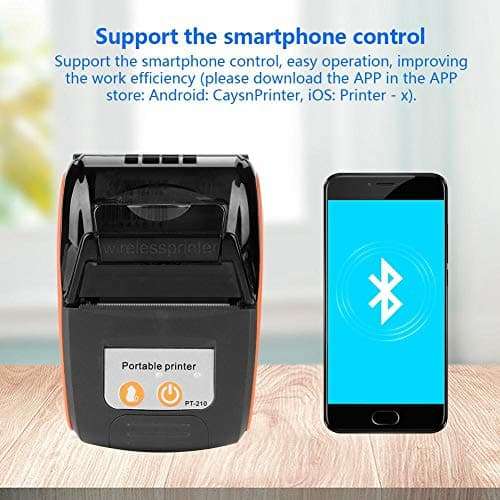 Thermal Printer,Tangxi PT - 210 Wireless Portable Receipt Printer DC 9V / 2A Bluetooth Thermal Bill Printer 203DPI Interface Power Jack mini USB Support Bluetooth 4.0, Android, IOS and Windows(Orange) 6