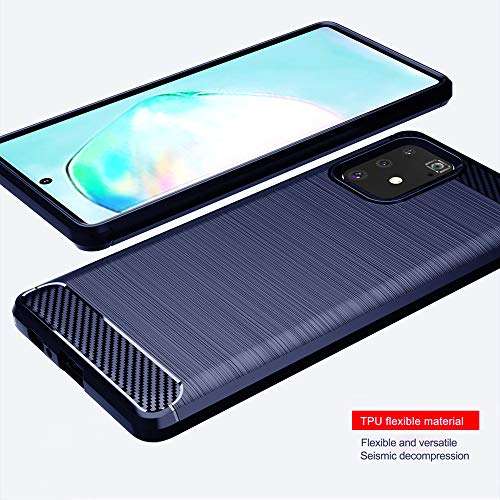 Phone Case for Samsung Galaxy A91 M80S S10 Lite with Tempered Glass Screen Protector Cover and Cell Accessories Slim Thin Rugged Silicone Glaxay A 91 GalaxyA91 Gaxaly M80 S Cases Women Men Dark Blue 3