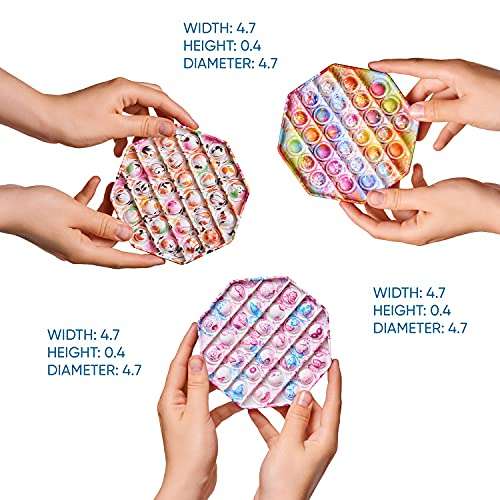 Pop It Newest Print, Push Pop Bubble Sensory Fidget Toy Pack (3-OCTAGON), Anti-Anxiety Toy, Smoothing Poppet Stress Reliever Toy for Kids and Adults, Durable Soft Silicone Toy for Autism Special Needs 3