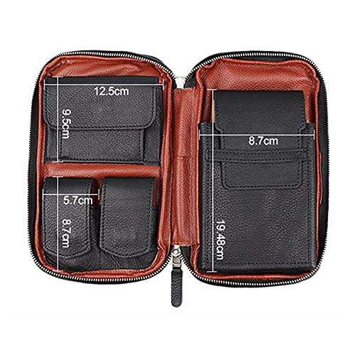 Portable Cowhide Cigar Bag, Multifunctional Cigar Box, Black Leather case, Wallet, Mobile Phone Bag(Color:Black,Size:26163.8cm) 3