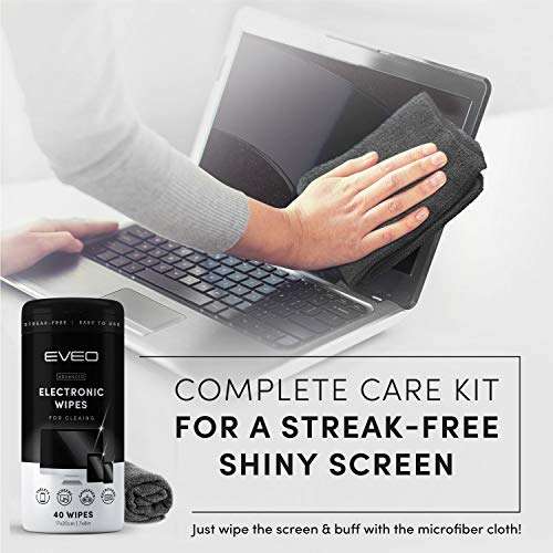 Electronic Wipes Streak-Free for Screen Cleaner & Smart Watch [2 Pack x 40] TV Screen, Smart TV, Computer Screen, Laptop, Phone, Tablet, and Electronics Devices - Microfiber Cloth Included [80 Wipes] 6