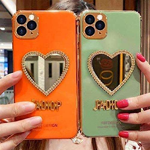 HEOLIEN Makeup Mirror Phone Case Bling Heart-Shaped Frame, Luxurious Bling Protective case for iPhone?Cute Bling Shining Protective case for iPhone (Pink,for iPhone 7 Plus/8 Plus) 4