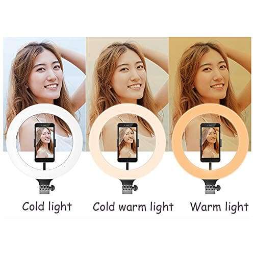 FENGHUANG Ring Fill Light Mobile Phone Live Broadcast LED Beauty Lamp Selfie Photography Light 3 Color Temperature USB Charging Hose Clip Flash Makeup Beauty Nail Art Computer 3
