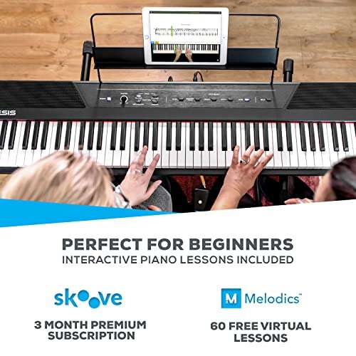 Alesis Recital | 88-Key Beginner Digital Piano/Electronic Keyboard with Full-Size Semi-Weighted Keys, Built-In Speakers and 3-Months of Skoove Online Piano Lessons Included 3