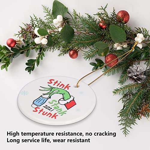 Round Printed Christmas Tree Pendant, Christmas Elements Pattern Decoration Universal Novel Tasteless Portable for Living Room Decoration for Home Decor(Type B) 6