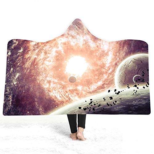 Cozy Printed Hooded Cape Rug Wearing Hat Adult Children Double-Layer Plush Blanket Warm ( Color : 28 , Size : 150200cm ) 5