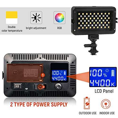 Ladieshow VILTROX RB10 RGB Colorful LED Video Light 2500-8500K Color Temperature Dimmable Photography Lamp Portable Camera Photo Light Panel for DSLR Camera Camcorder 4
