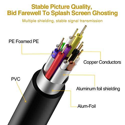 DisplayPort to DVI Cable, VANDESAIL Display Port to DVI Male to Male Adapter Gold Plated Cord, Compatible with PC, Laptop, HDTV, Projector, Monitor and More (6 FT, Black) 6