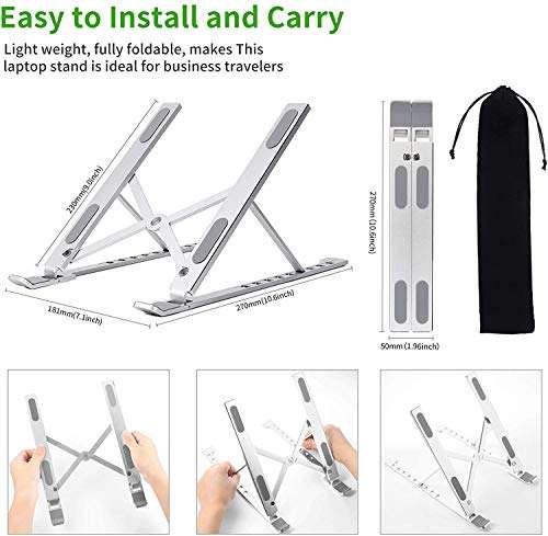 Tip&Top creation Laptop Stand, Adjustable Aluminum Laptop Computer Stand Tablet Stand, Ergonomic Foldable Desktop Holder Compatible with MacBook Air Pro, Dell XPS, HP, Lenovo 10-15.6” Laptops 4