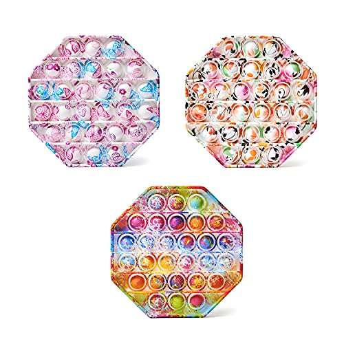 Pop It Newest Print, Push Pop Bubble Sensory Fidget Toy Pack (3-OCTAGON), Anti-Anxiety Toy, Smoothing Poppet Stress Reliever Toy for Kids and Adults, Durable Soft Silicone Toy for Autism Special Needs 2