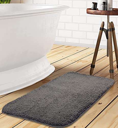 SIWAN Super Soft Microfiber Anti-Skid Water Absorbant/Soaking Washable Mat for Living Room Entrance/Kitchen/Bedside/Prayer Room Mat Size 40x60 cm ( Piece of 1 Grey ) 4