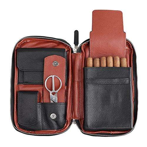 Portable Cowhide Cigar Bag, Multifunctional Cigar Box, Black Leather case, Wallet, Mobile Phone Bag(Color:Black,Size:26163.8cm) 6