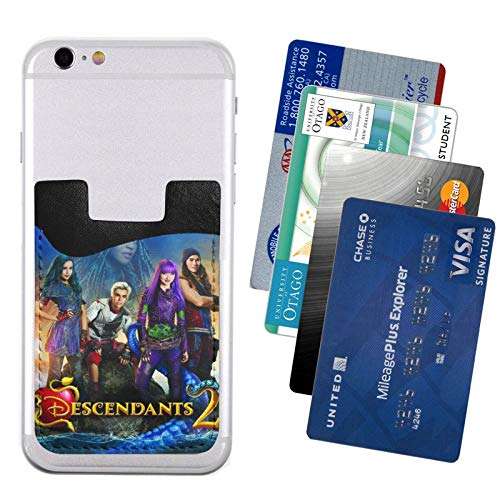 Descendants Cell Phone Card Holder Stick-On Id Credit Card Wallet Phones Case Pouch Sleeve Pocket for Many Smartphones 3
