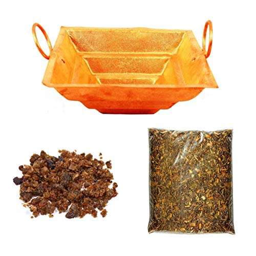 Himshikhar Green World Pooja Samagri Combo of Havan Kund, 100 gm Natural Guggal, 100 gm Hawan Samagri for Temple/Home All Pooja Purpose 2