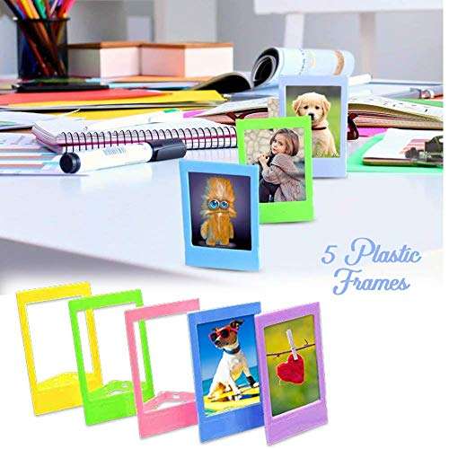 Xtech FujiFilm Instax Mini 9/8 Flamingo PINK Accessories Kit with Flamingo Pink Camera Case with Strap + Photo Album + Colorful Frames + Sticker Frames + Large Selfie Mirror + 4 Colorful Filters +MORE 6