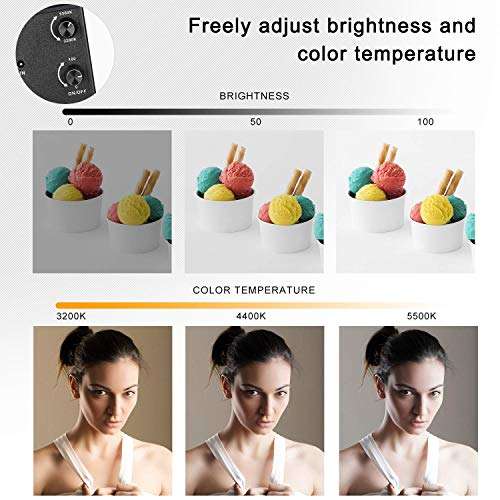 24W Bi-Color LED Dimmable Video Handheld Studio Lights 3200K~5500K Photography Continuous Output Lighting Lamps Kit with Stand Tripod for Camera Photo Studio Shooting,YouTube,Live-2Pack 4