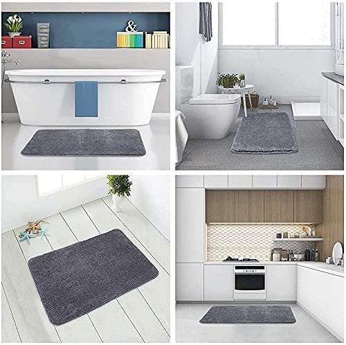 BSPS || (2 Pieces) Shaggy Doormat for Bathroom | Bedroom | Washroom | Living Room | Main Gate | Patio | Indoor | Outdoor | Kitchen | Bathmat Set of 2 ( Grey ) Anti-Skid No. 019 6