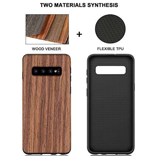 TENDLIN Galaxy S10 Plus Case Wood Grain Design and Flexible TPU Silicone Hybrid Slim Case Compatible with Samsung Galaxy S10+ (Red Sandalwood) 4