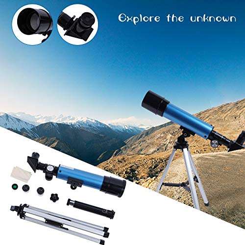 Monoculars Telescopes for Beginners & Child, Fully Multi-Coated Optics, Telescope Kids Catadioptric Reflectors Binoculars Astronomical Refractors Portable Travel Refractor with Tripod as Gift (Blue) 4