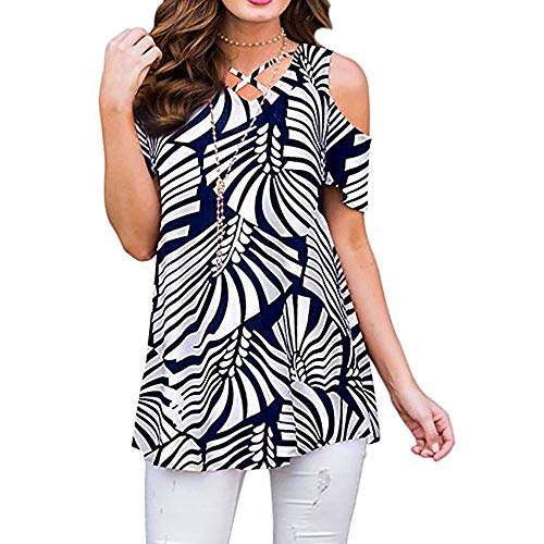 Womens Short Sleeve Cut Out Cold Shoulder Tops Deep V Neck T Shirts Black 2