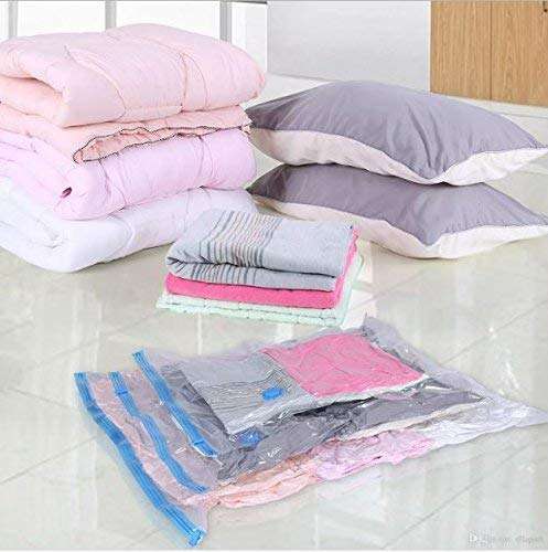 EVONTE Reusable Vacuum Compressed Space Saver Storage Bag Ideal for Storing Clothes and Travelling Vacuum Bag (70 cm x 100 cm,Set of 3,Multi-Color) 4