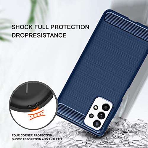 PULEN for Samsung Galaxy A32 4G Case with 1 Pack Screen Protector,Shock Absorption Flexible TPU Rubber Protective Cover - Blue 6