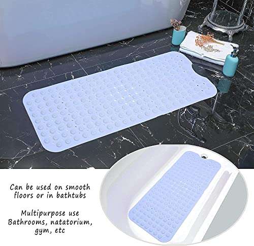 Akszone Silicone Anti-Slip Bathroom Floor Mat for Toilet, Kitchen, Bathroom Shower with Suction Cups (Light Blue, 100 X 40 cm) 4
