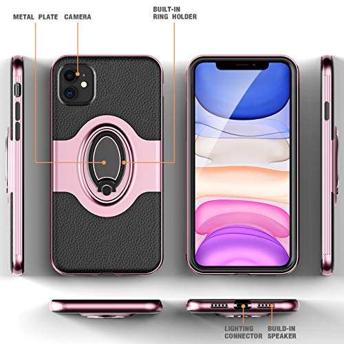eSamcore iPhone 11 Case - Ring Holder Kickstand Cell Phone Cases + Magnetic Phone Car Mount for Apple iPhone 11 6.1 Inch 2019 [Rose Gold] 5