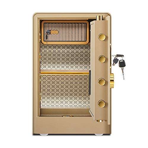 lqgpsx Large Security Safe Box, 60cm Steel Safe Box Strong Box with Digital Lock for Money Gun Jewelry Electronic Password for Office or Home Use, Gold 3