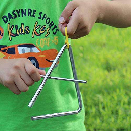 Cuteam Triangle Musical Toy, Children Triangle Steel Beating Percussion Musical Instrument Kids Education Toy Black 10 6