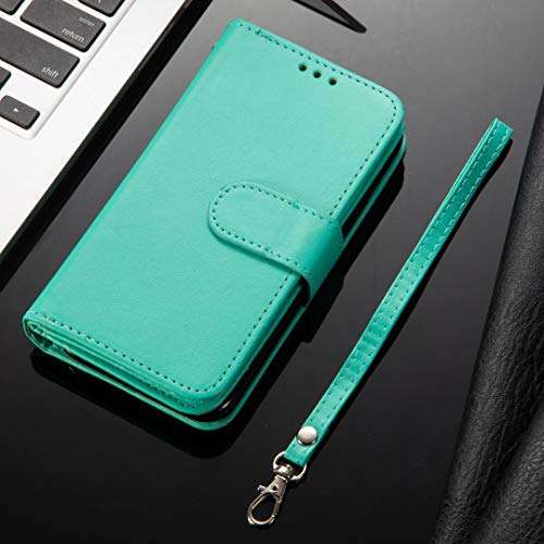 DEFBSC Samsung Galaxy A21S Wallet Case,Magnetic Premium Leather Folio Flip Case with 9 Card Slots/Holder Kickstand and Wrist Strap for Samsung A21S-Mint Green 6