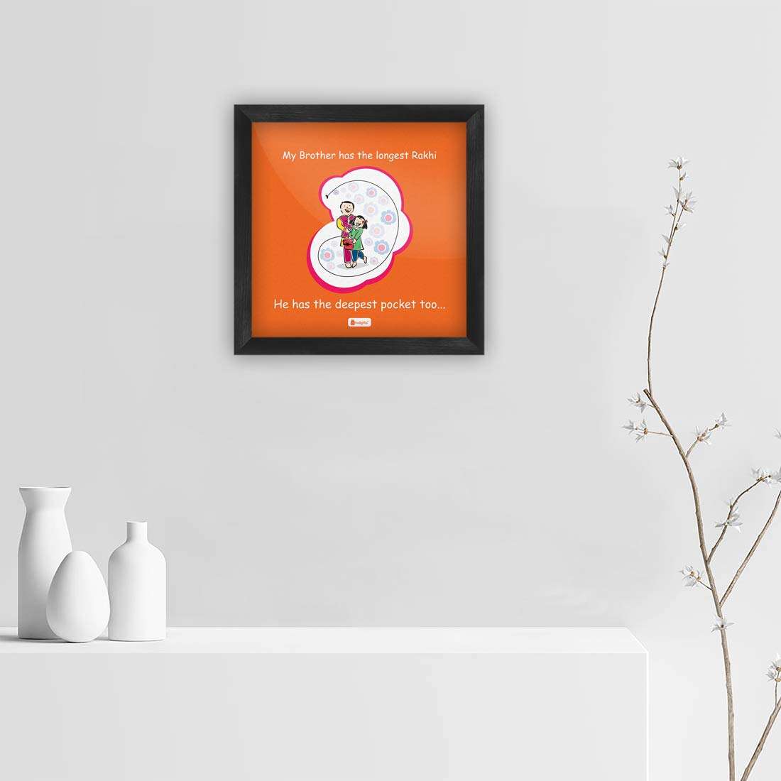 Indigifts Rakhi Gifts for Brother Sister | Rakshabandhan Quote Printed Poster Frame 6"x6", 1 Fridge Photo Magnet, Rudraksha Rakhi & Roli | Rakshabandhan Gifts, Rakhi Gift, Brother Sister 4