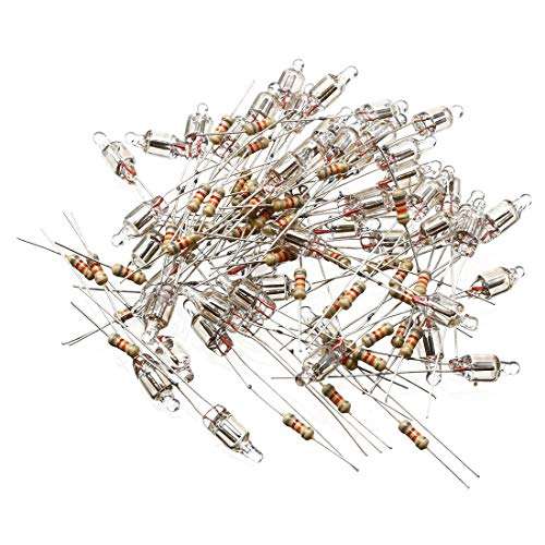 uxcell 50Pcs F5 5x13mm Bright Red Light Neon Light Bulb Indicator Lamp w 82K Resistor 2