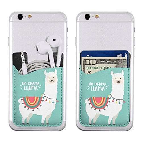 No Drama Llama Phone Card Holder, Stick-on ID Credit Card Wallet Phone Case Pouch Sleeve Pocket for iPhone, Android and All Smartphones 4