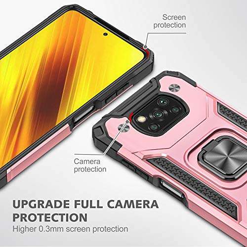 Galaxy A53 5G Case with Kickstand Heavy Duty Protection [Dual Shockproof] Support Magnetic Car Mount Cover Compatible Samsung Galaxy A53 (5G) (Poco X3 NFC, Rose Gold) 4