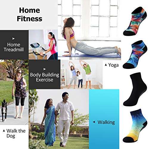 RANDY SUN Unisex Quick-Dry Sand Not Waterproof Socks, Wearable Barefoot Home Fitness Beach Pool Shoes for Surf Swim Yoga Volleyball Provided Protection(1 Pair Blue Printed Low Cut L) 3