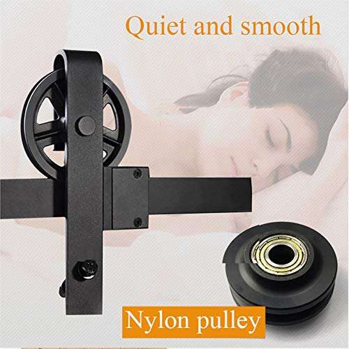 Enweonga Black Sliding Barn Door Hardware Track Kit, Sliding Track Roller Hangers for Single Doors, Mute, Durable,59.05in 3