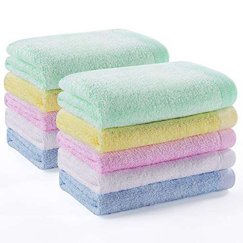 Yoofoss Washcloths Bamboo Face Towel Hand Cloth Set 10-Pack for Bathroom-Hotel-Spa-Kitchen Multi-Purpose, Ultra Soft, Absorbent, 12" x 12" 2