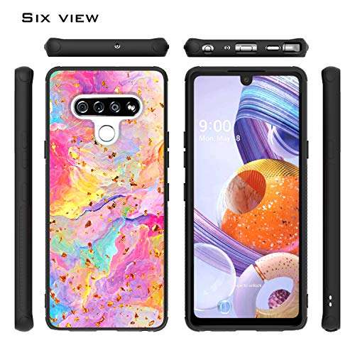 EnCASEs Cell Phone Case for LG Stylo 6, TPU Chrome Flake Marble Hybrid Bumper Shockproof Anti-Slip Case Cover, Rainbow 5